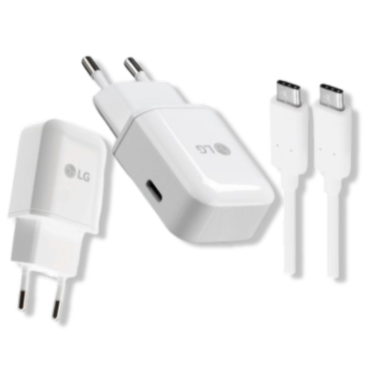 LG 25W PD charger on desk charging a USB-C smartphone