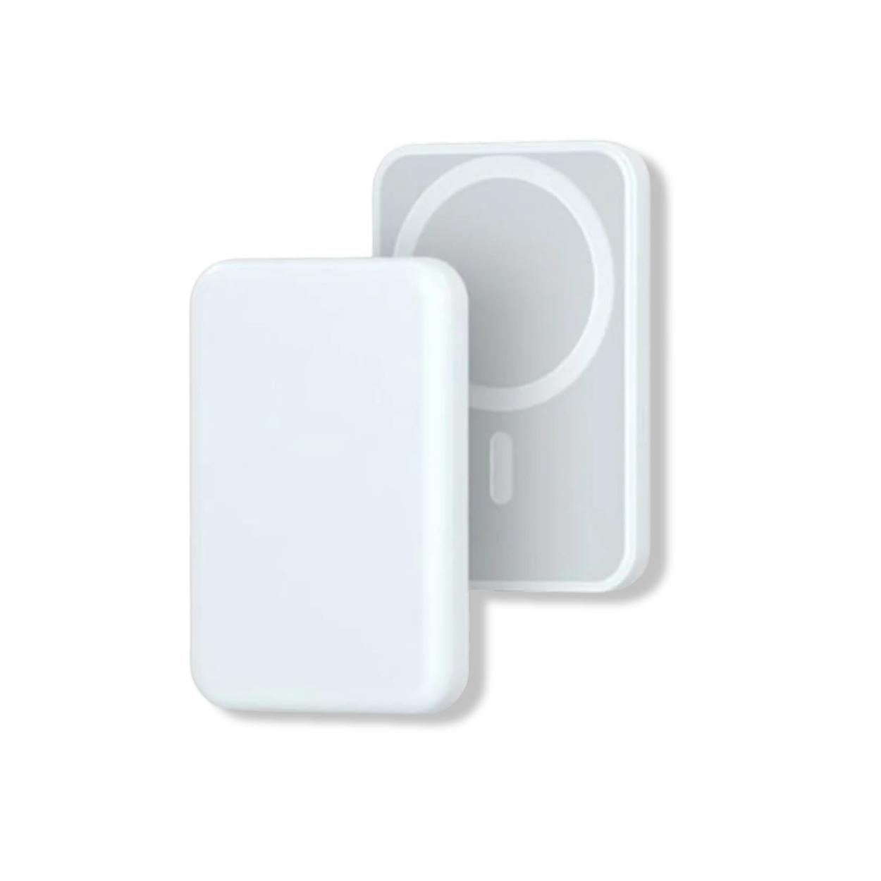 MagSafe battery pack snapped onto the back of an iPhone for cable-free charging.