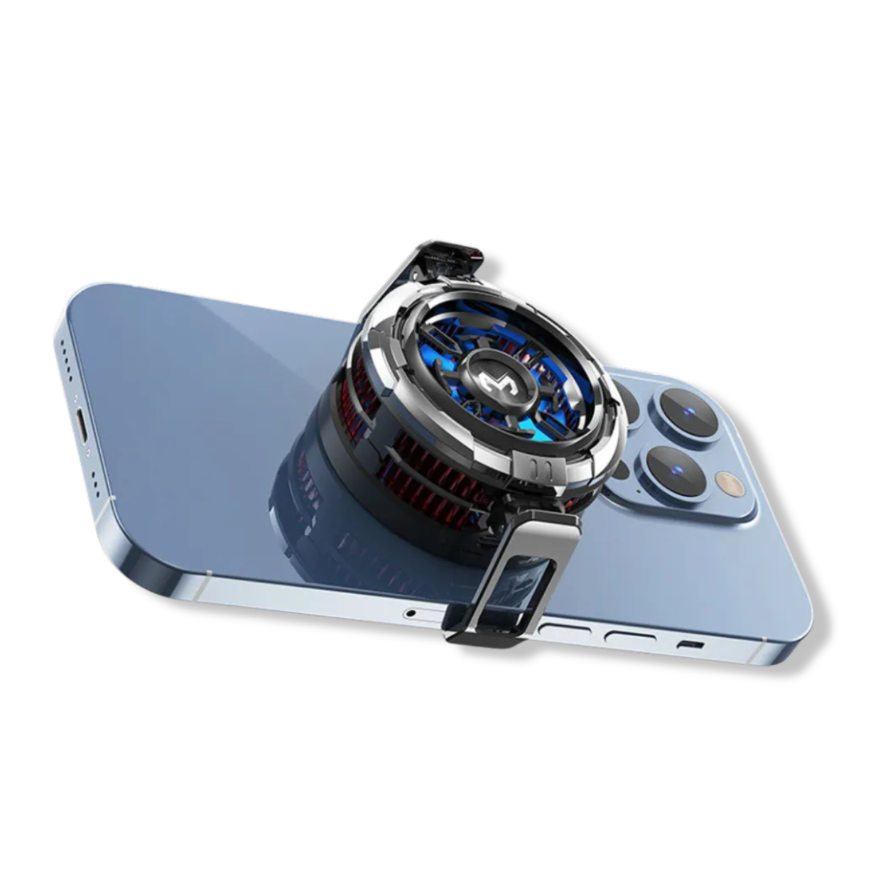 Front view of MEMO CX08 mobile cooling fan with RGB lighting