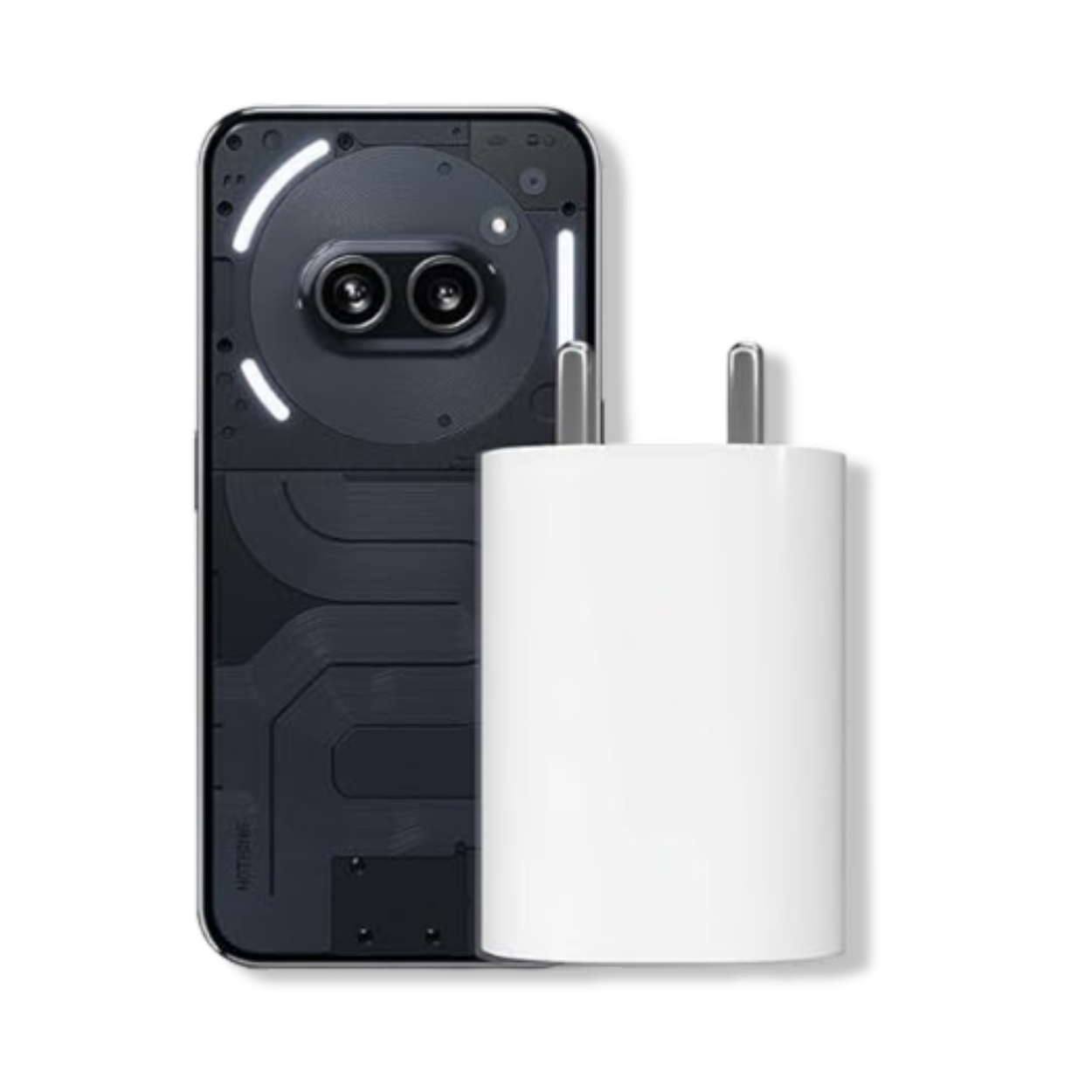 Nothing 45W USB-C fast charger on desk next to smartphone