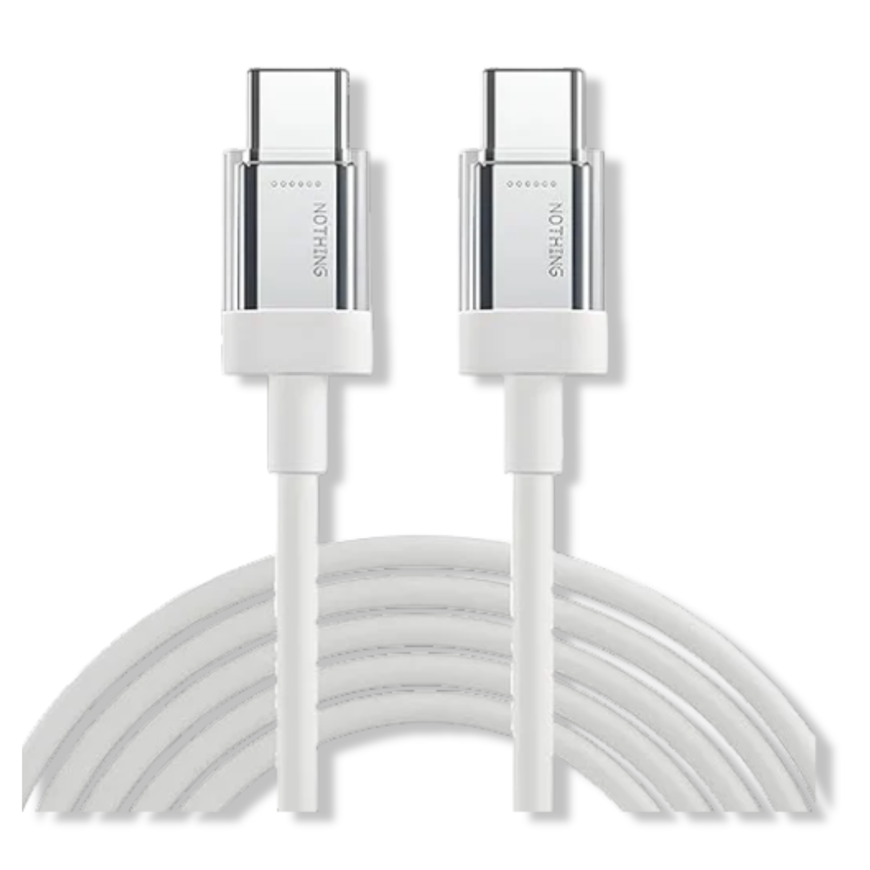 Box contents of Nothing 45W dual-port charger in white, cable not included