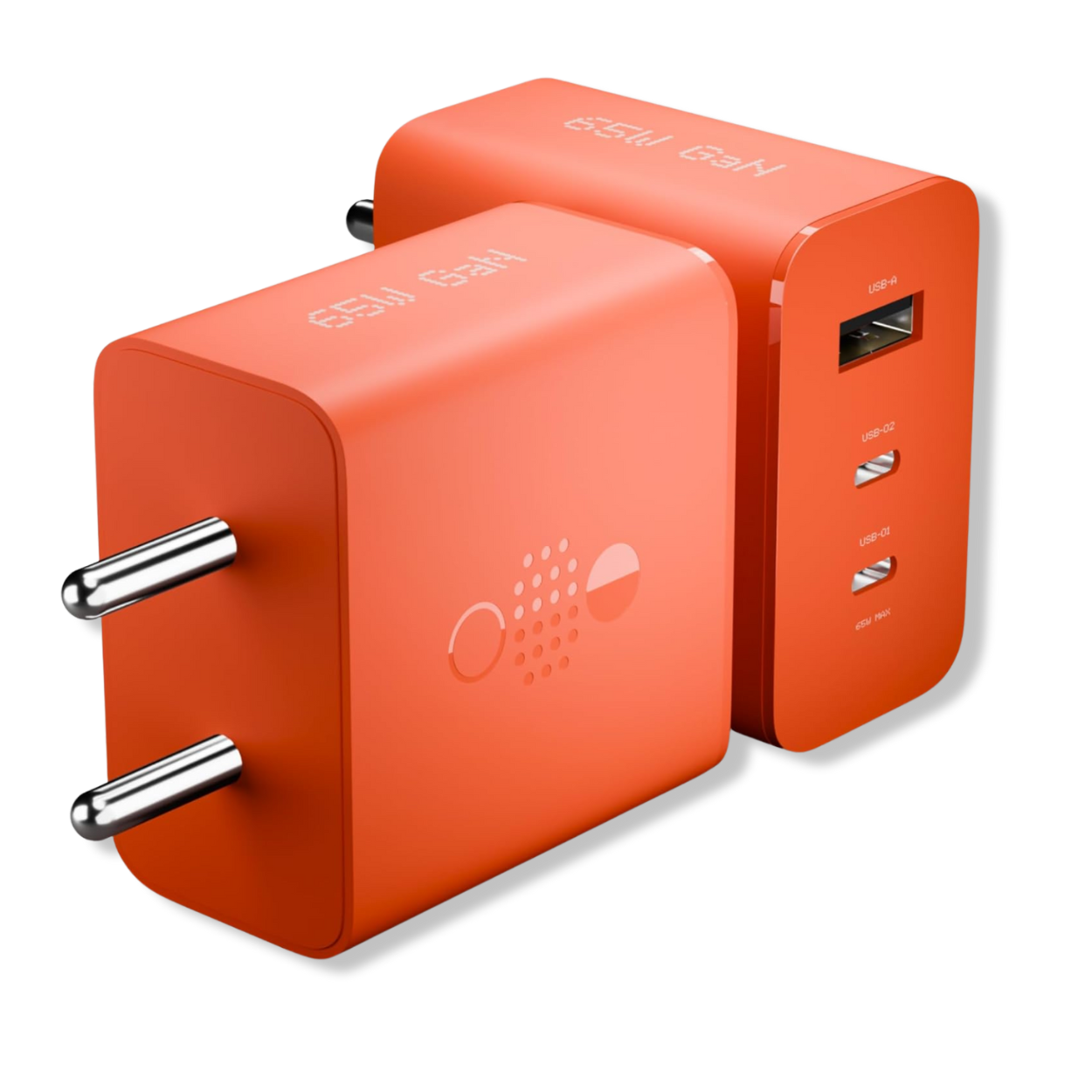 Angled view of Nothing 65W GaN fast charger with USB-C PD PPS