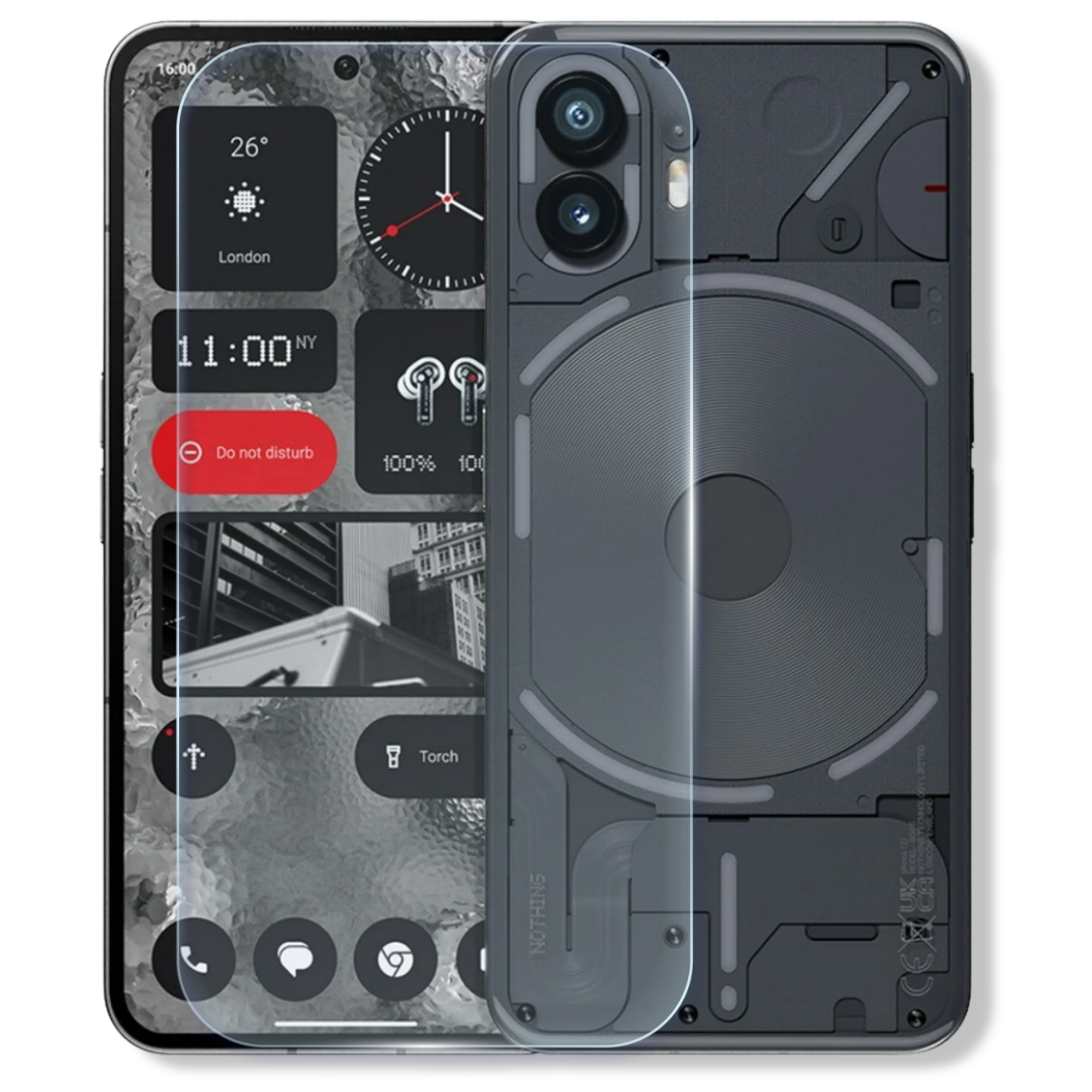 Nothing Phone 2 tempered glass screen protector with edge-to-edge full coverage and 9H scratch resistance.