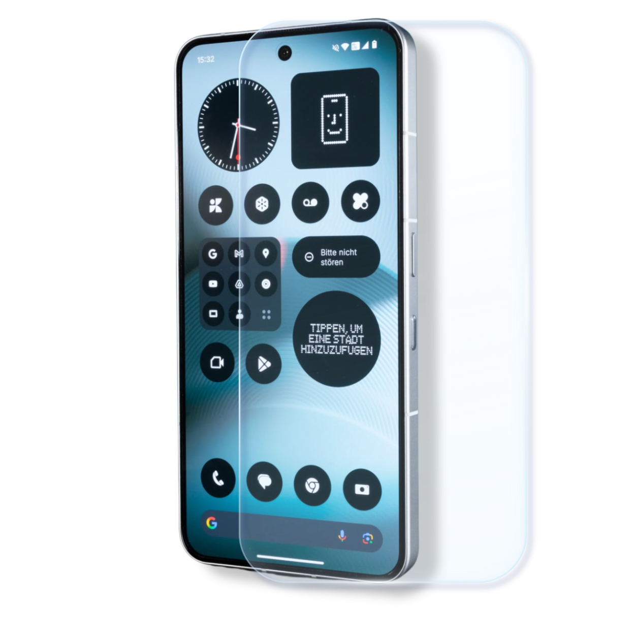 Nothing Phone 3 screen protector with cleaning wipes and dust stickers for easy, bubble-free installation.