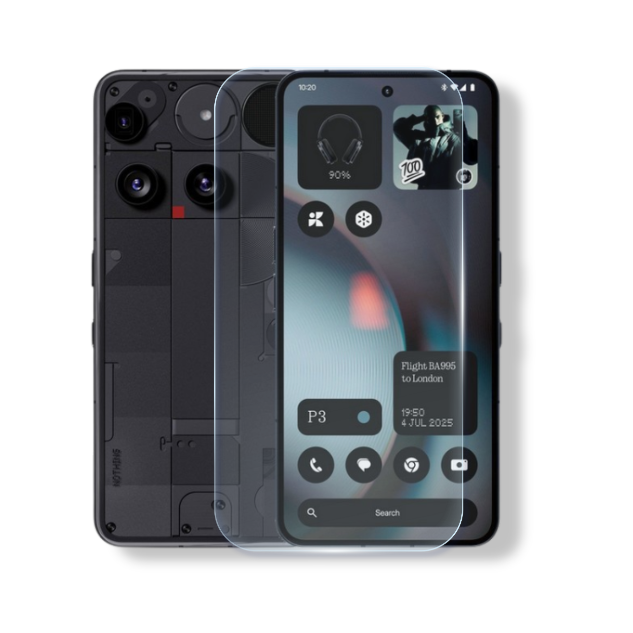 Nothing Phone 3 tempered glass screen protector with edge-to-edge full coverage and 9H scratch resistance.