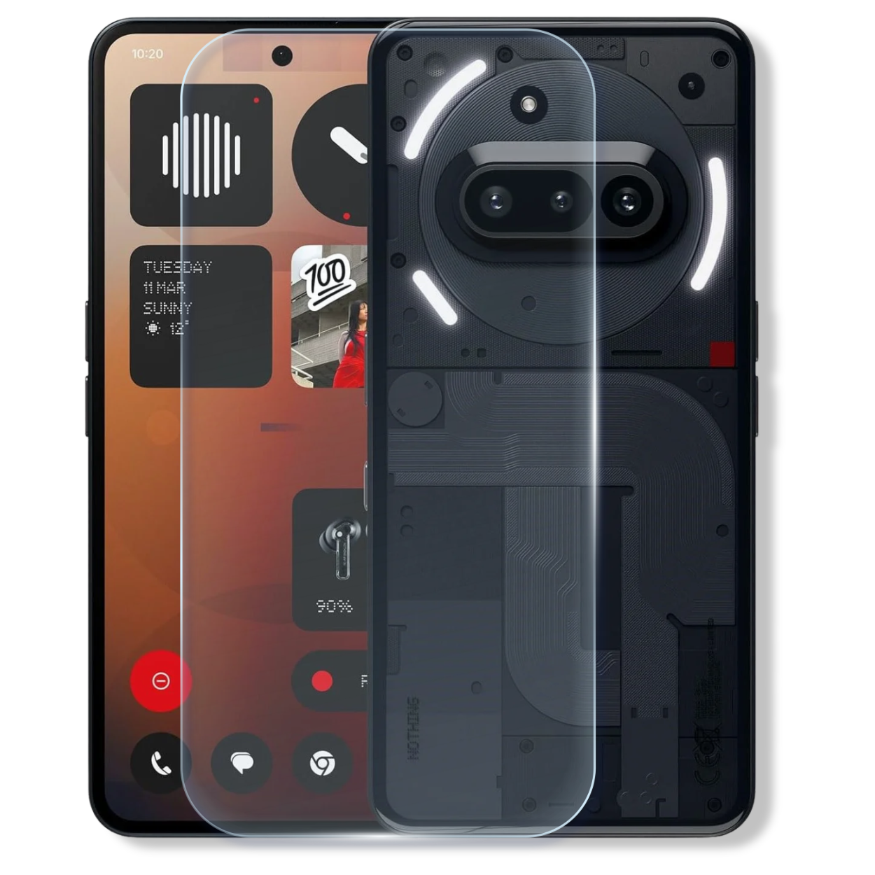 Nothing Phone 3a tempered glass screen protector with edge-to-edge full coverage and 9H scratch resistance.