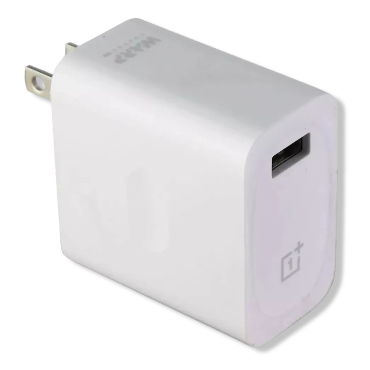 Angled close-up of OnePlus 65W Warp Charge fast wall charger