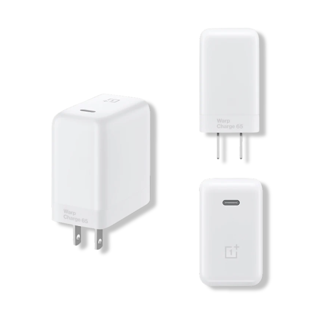Front view of OnePlus Warp Charge 65W original power adapter