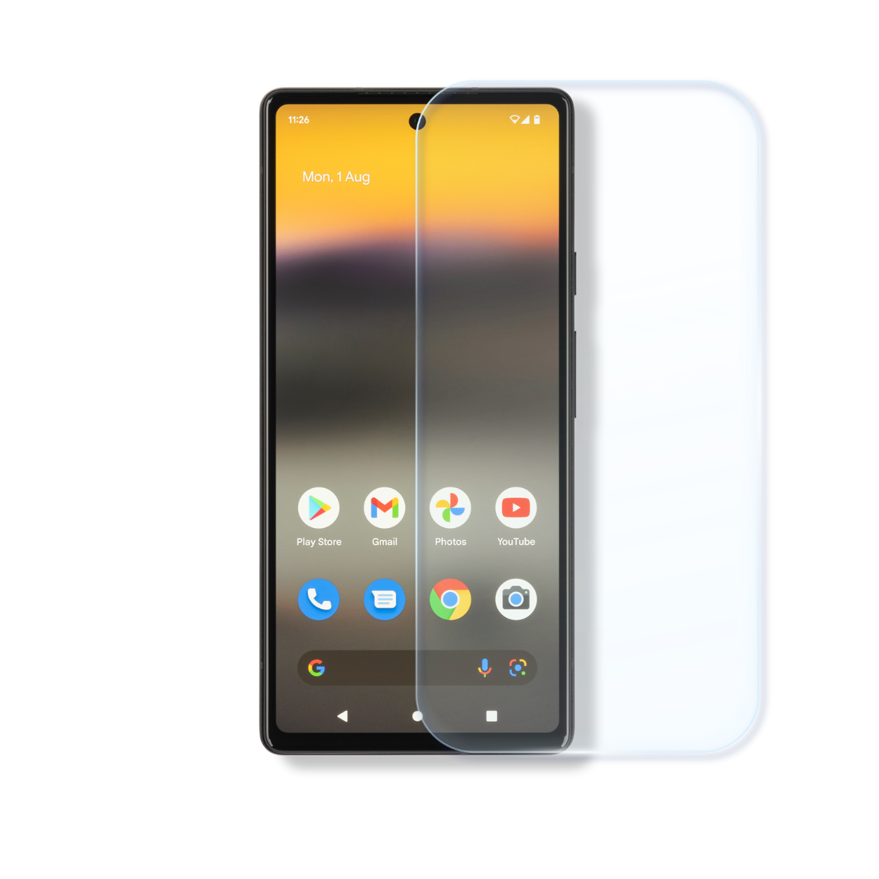 Google Pixel 6a screen protector with cleaning wipes and dust stickers for easy, bubble-free installation.