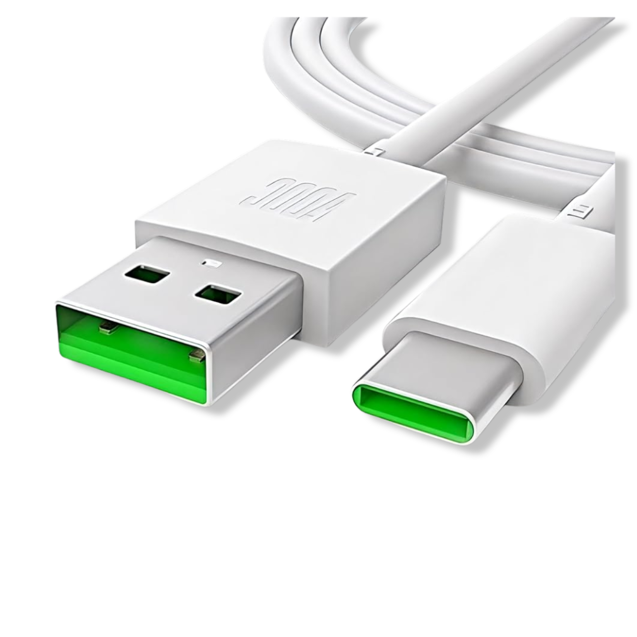 Front view of OPPO VOOC 65W SuperVOOC fast charging USB-A to USB-C cable