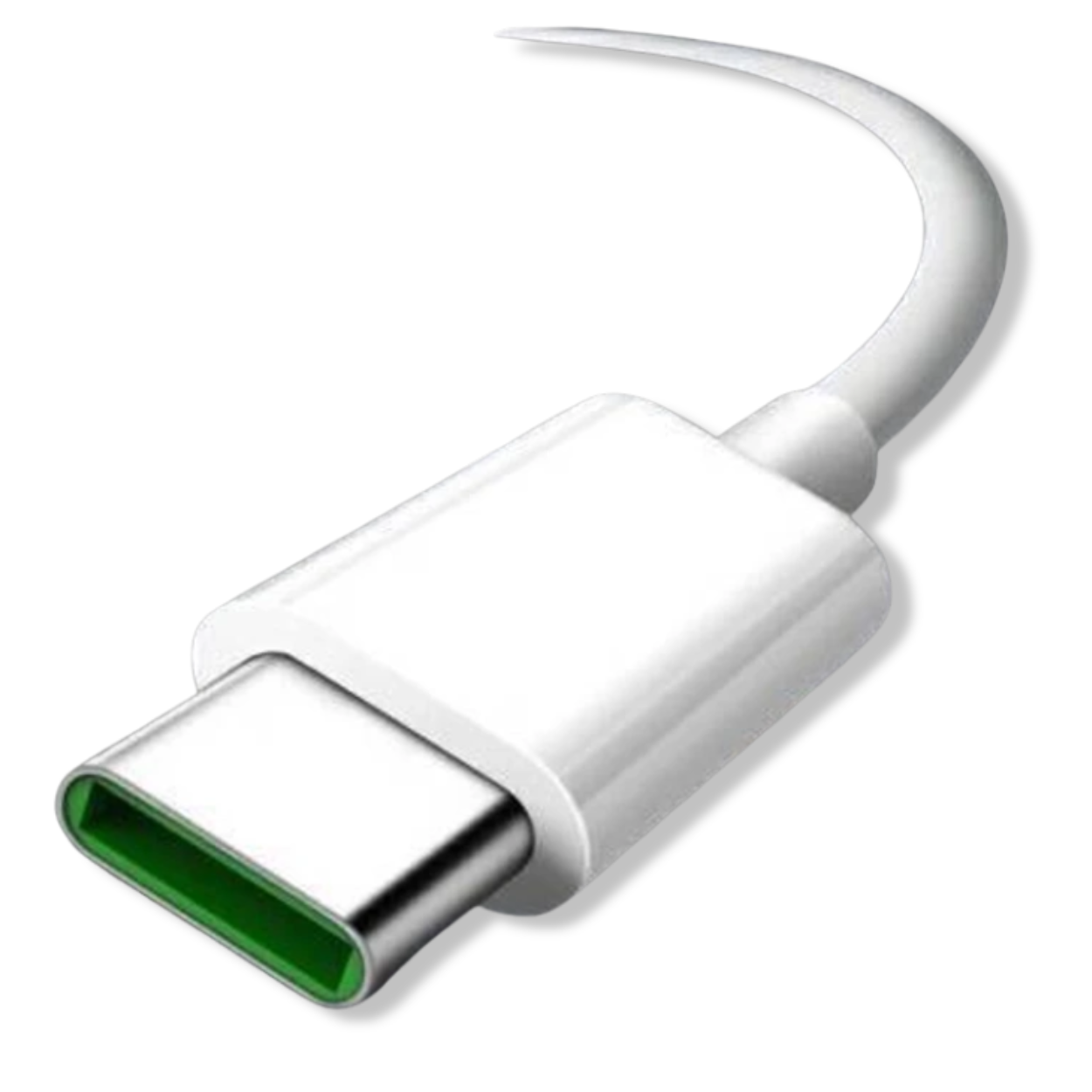 OPPO VOOC 65W charging cable connected to smartphone and charger