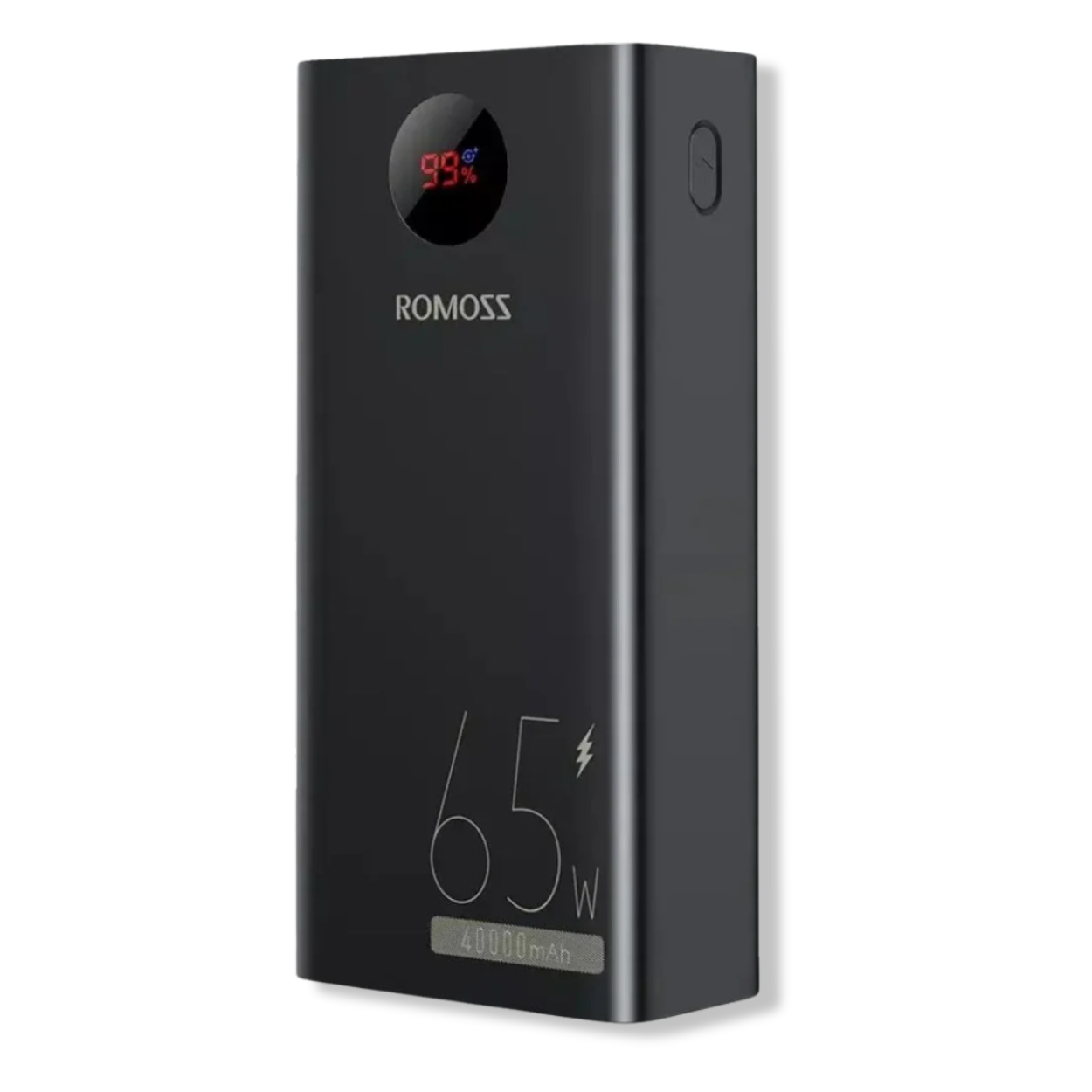 Romoss PEA40S Pro 40000mAh 65W Power Bank with digital display for laptop and phone charging.