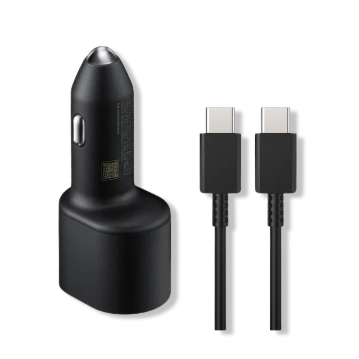 Angled close-up of Samsung 45W + 15W Super Fast car charger
